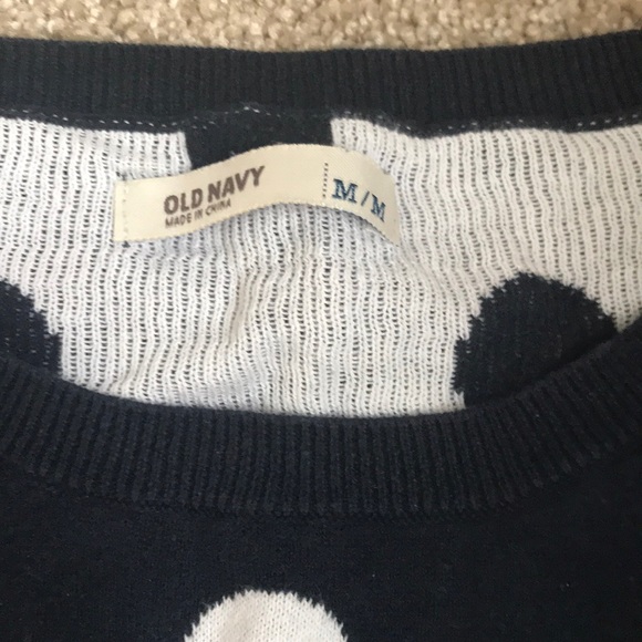 Navy and white Polka dot 3/4 sleeve sweater - Picture 3 of 5